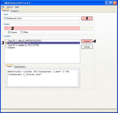 MKVextractGUI Etape 1