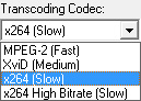 menu transcoding codec